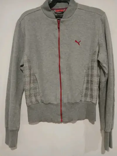 Poleron deportivo gris Puma para mujer - miniatura 1