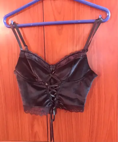 Top corset negro terciopelo - miniatura 3