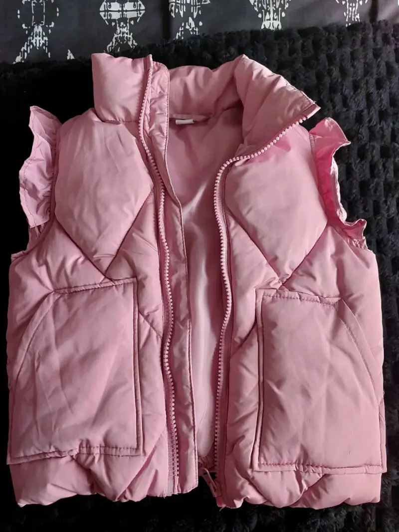 Chaleco acolchado sin mangas rosado para mujer
