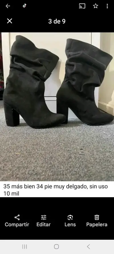 Botines negros de gamuza talla 35 . - miniatura 1