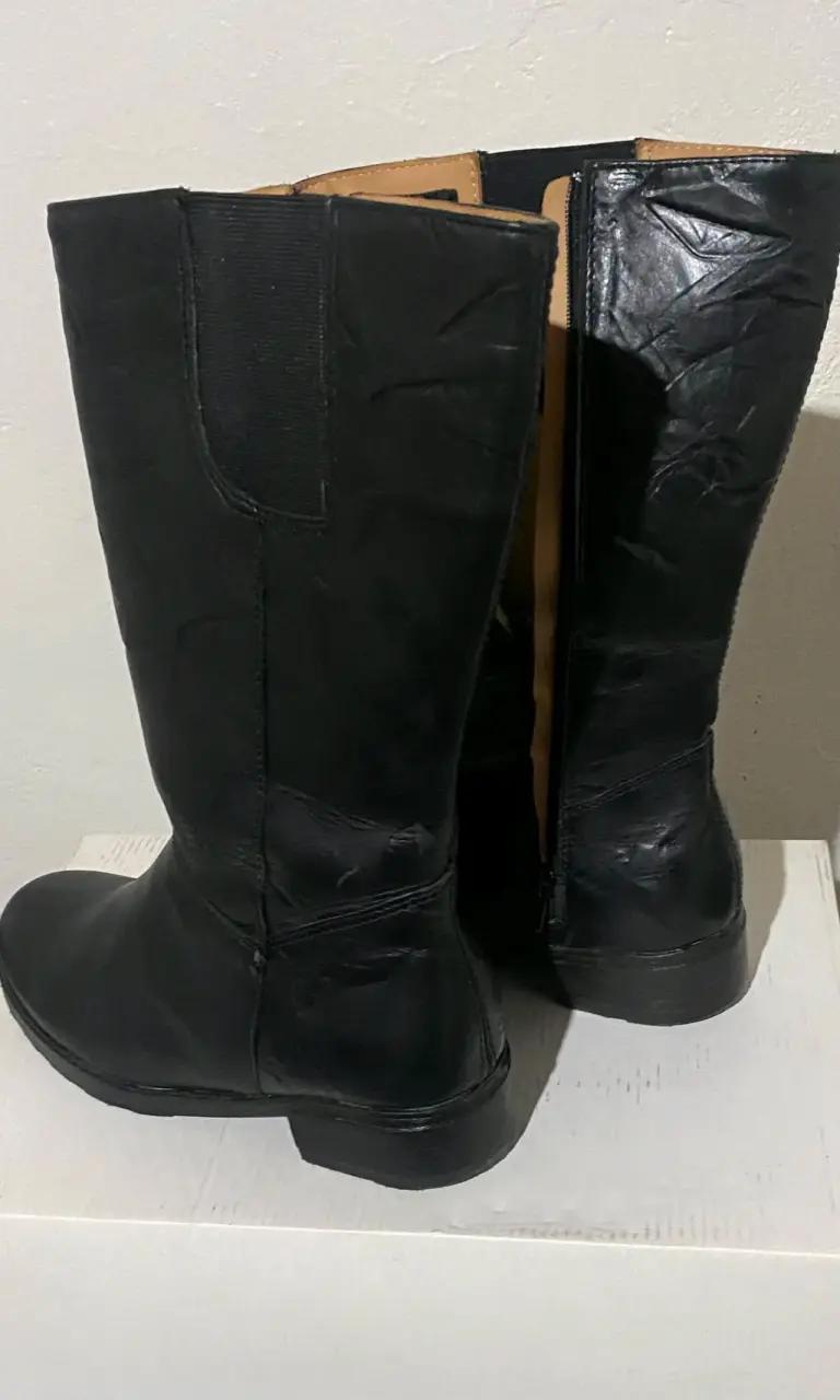 Botas de cuero negras para mujer - 4