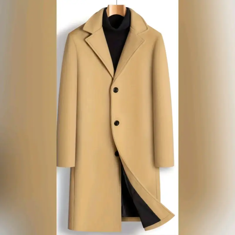 Abrigo largo marrón elegante para hombre - 1