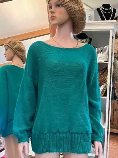 Maxi chaleco fucsia tejido a mano - miniatura 2