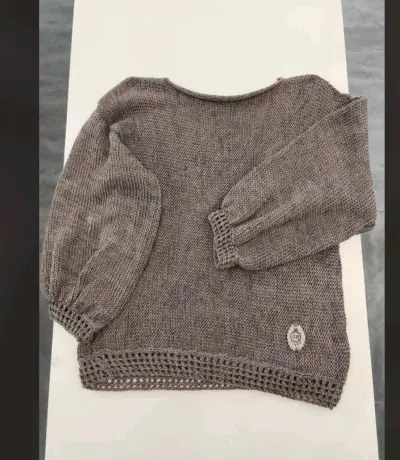 Maxi chaleco fucsia tejido a mano - miniatura 6