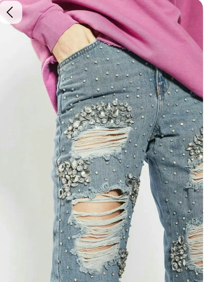 Jeans mom fit con piedreria Ona Saez - 2