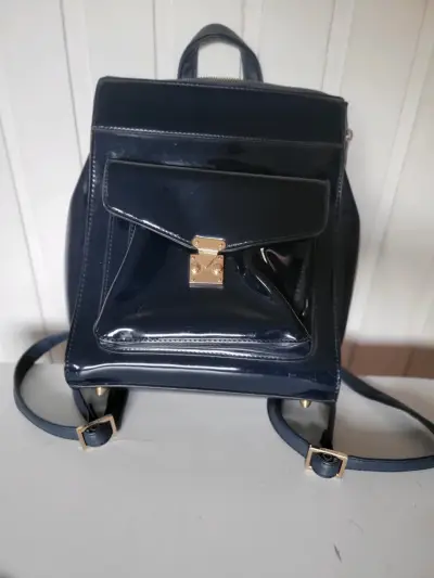Mochila de cuero sintético azul Amphora - miniatura 1