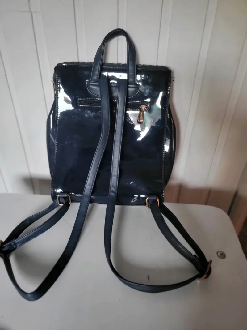 Mochila de cuero sintético azul Amphora - 2