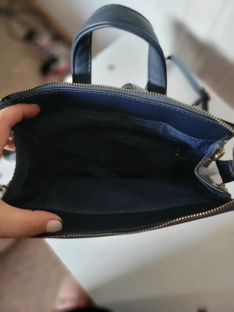 Mochila de cuero sintético azul Amphora - 3