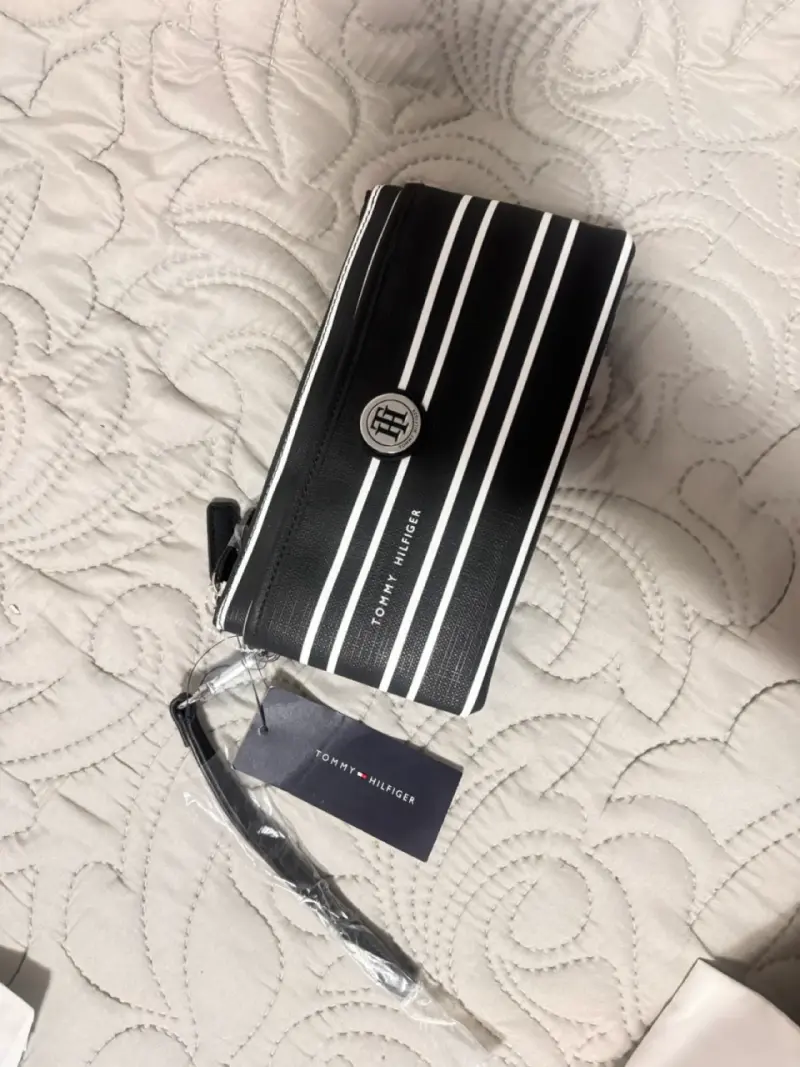 Cartera de Mano Rayada Tommy Hilfiger Negra - 4