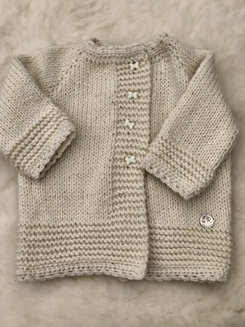 Chaqueta de bebé tejida a mano multicolor - 3
