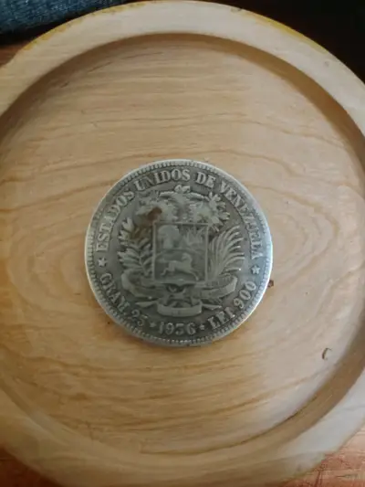 Moneda de plata leí 900  antigua de Venezuela 1936 - miniatura 2