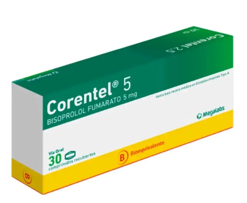 Caja Corentel 5 mg bisoprolol