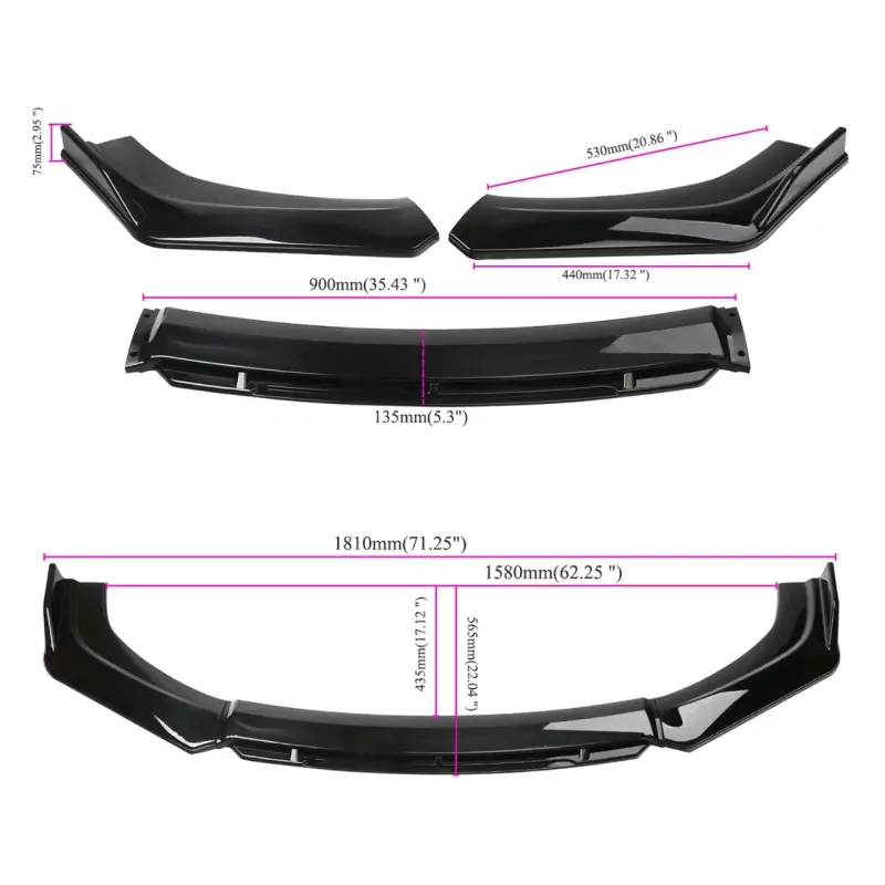 Difusor de parachoques delantero negro para auto