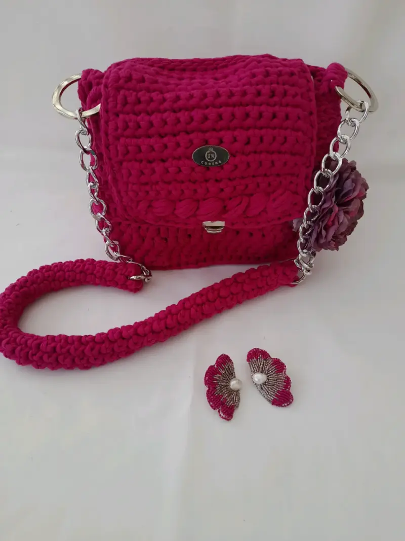 Conjunto de Collar y Aros Tejidos a Mano con Piedras Turquesa - 2