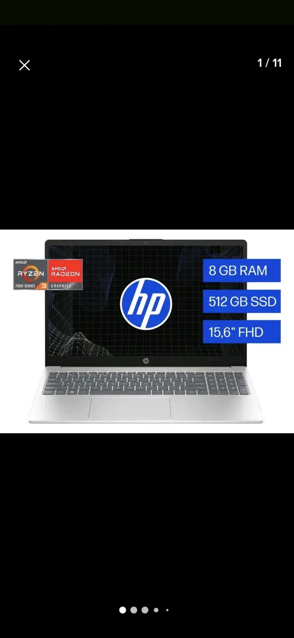 Notebook HP 15.6" FHD Ryzen 3 8GB RAM 512GB SSD - 1