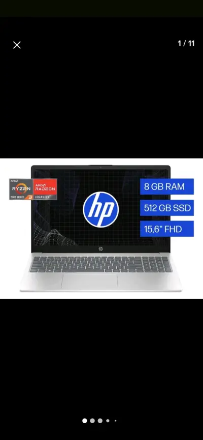 Notebook HP 15.6" FHD Ryzen 3 8GB RAM 512GB SSD - miniatura 1