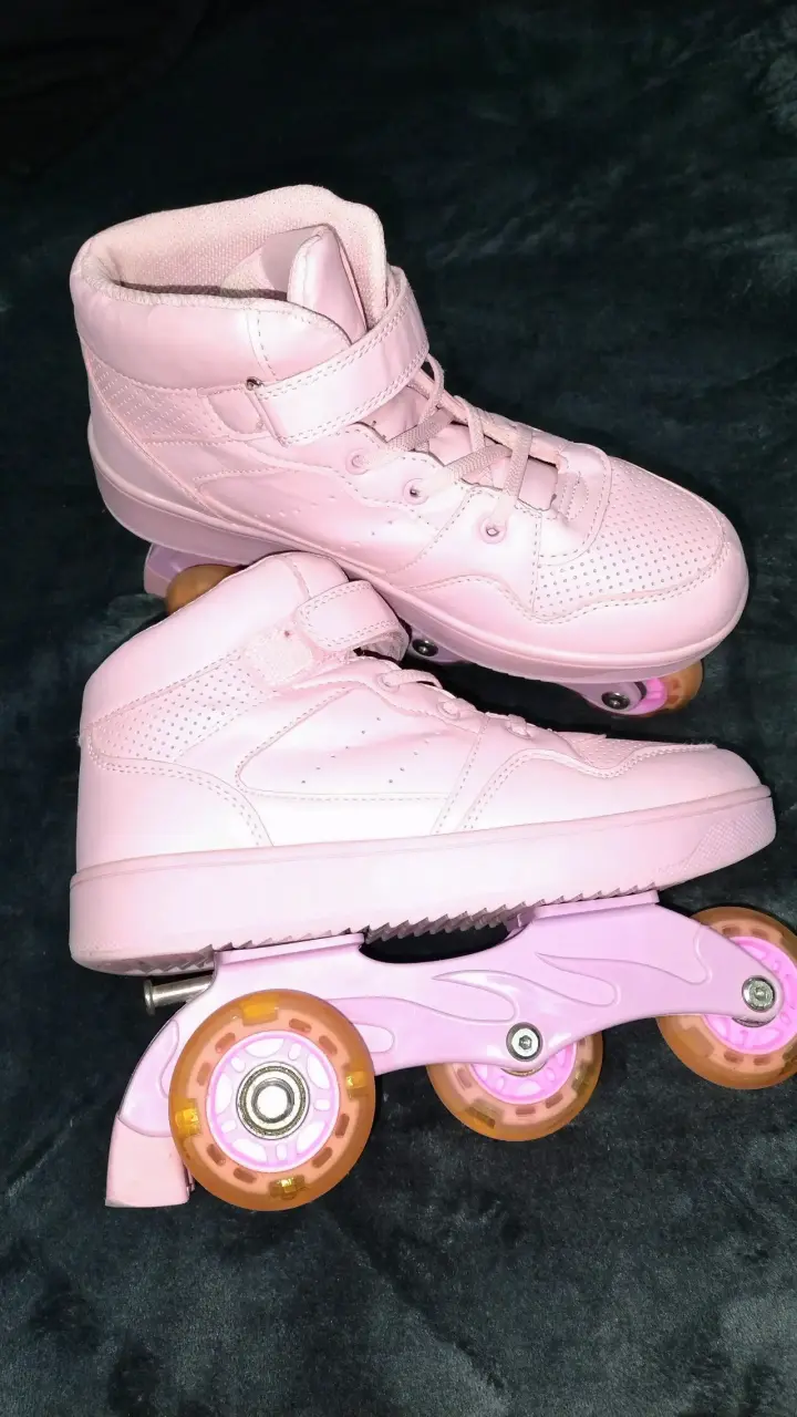 Patines colloky 4 ruedas con luces( rosa palo) - 1