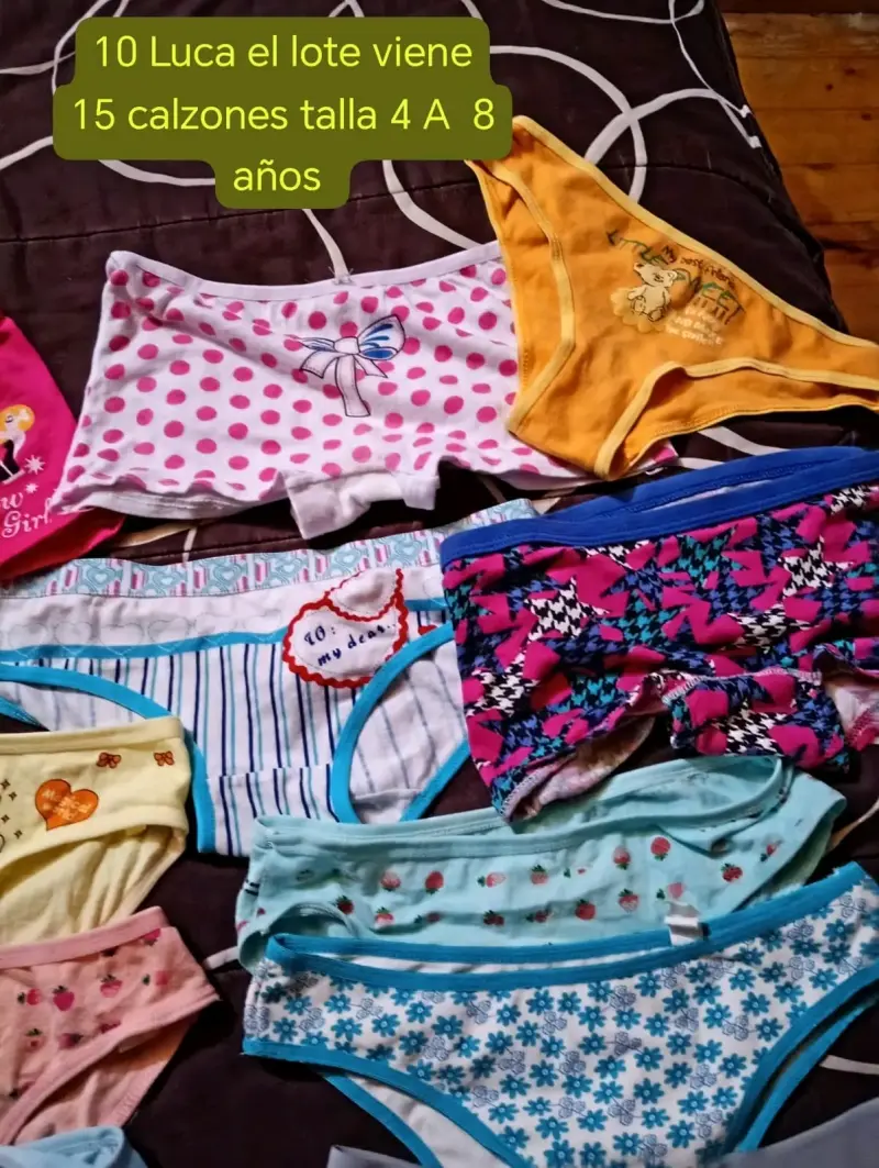 Lote de 15 calzones infantiles talla 4 a 8 años