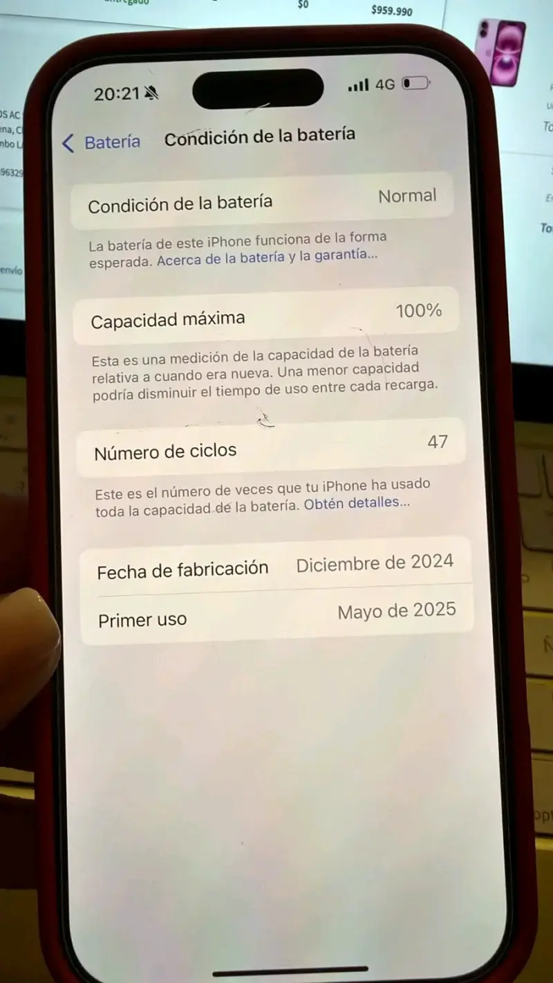 iPhone 16 en color púrpura en buen estado - 5
