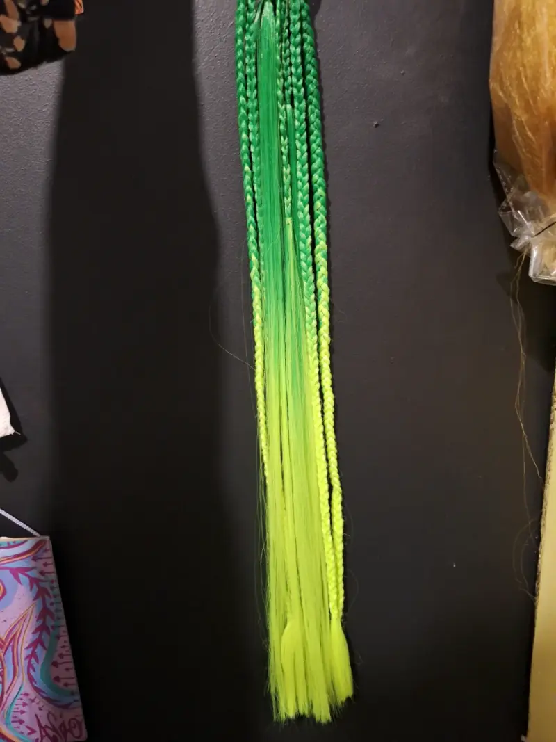 Extensiones de cabello trenzado verde neón - 3
