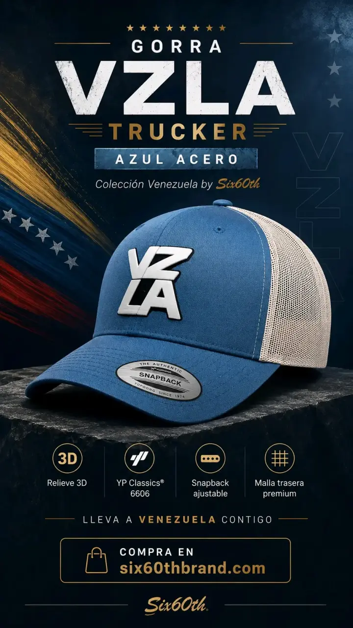Gorra Trucker VZLA Azul Acero by Six60th - 1