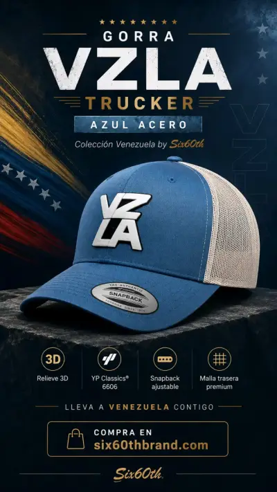 Gorra Trucker VZLA Azul Acero by Six60th - miniatura 1
