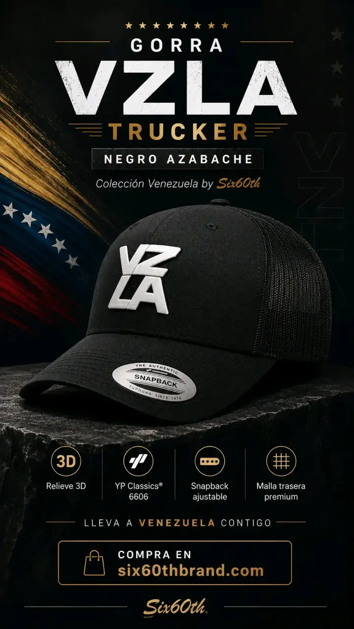 Gorra Trucker VZLA Negro Azabache - 1