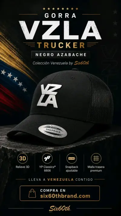 Gorra Trucker VZLA Negro Azabache - miniatura 1