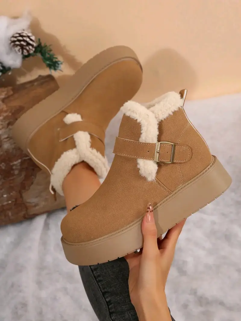 Botines de invierno con forro de lana beige - 2
