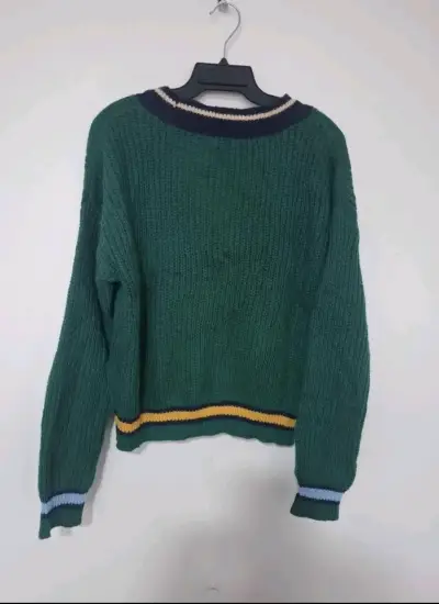 Cárdigan Verde Fashion Nova con Detalles a Rayas - miniatura 2