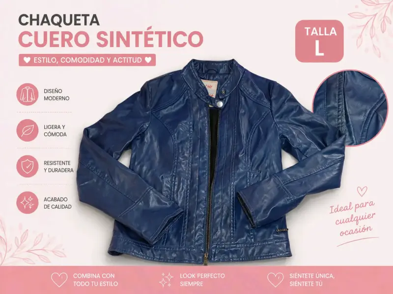 Chaqueta de cuero sintético azul talla L