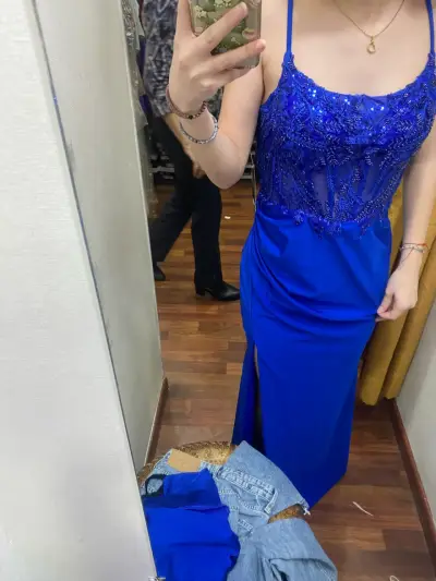 Vestido de gala azul rey - miniatura 1
