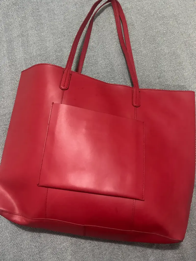 Bolso tote grande rojo sintético - 2