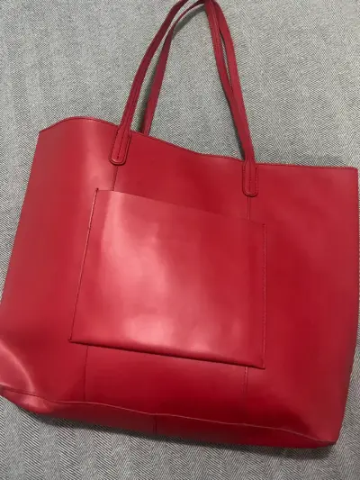 Bolso tote grande rojo sintético - miniatura 2