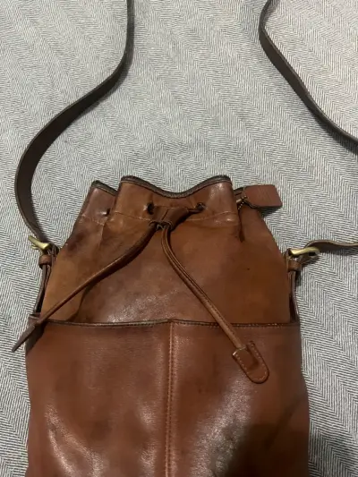 Bolso de cuero Coach marrón estilo bombonera - miniatura 1