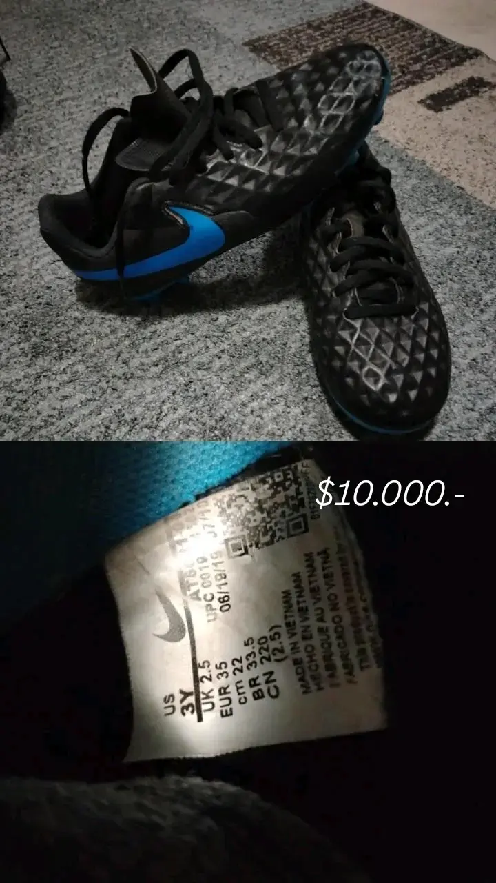 Zapatillas de Fútbol Nike Negras y Azules Talla 35