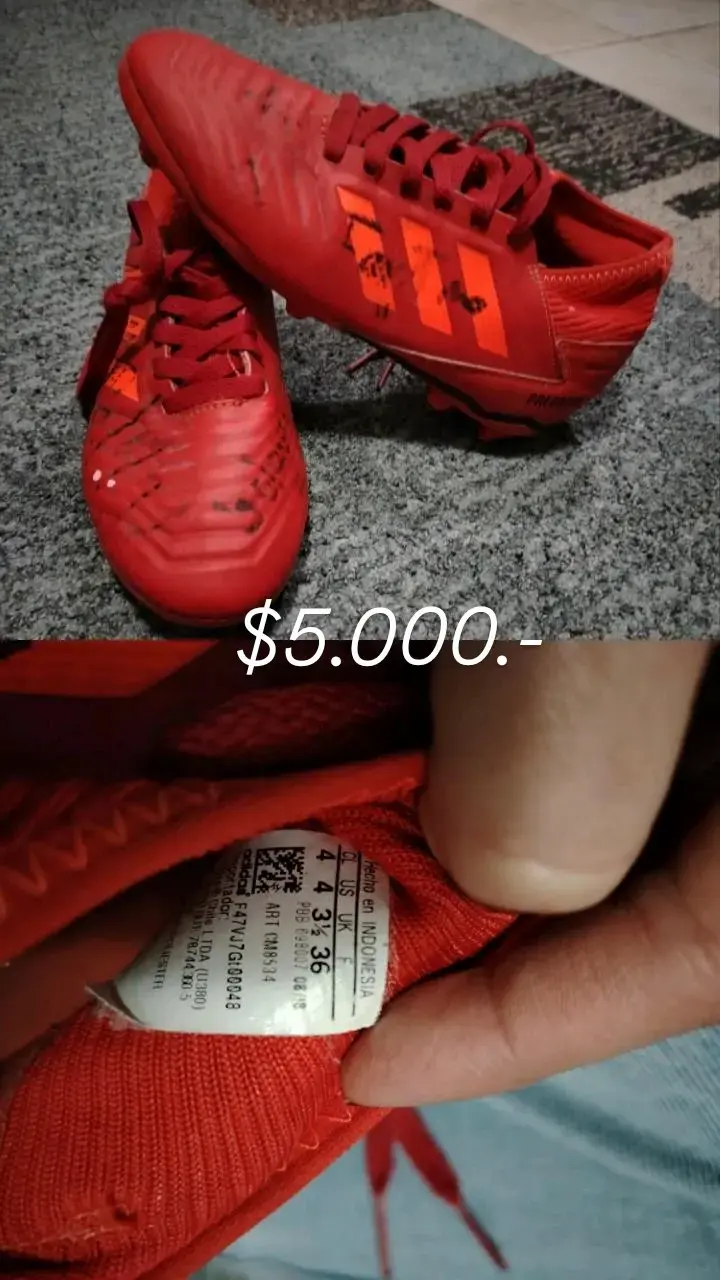 Zapatillas de fútbol rojas para niños Adidas