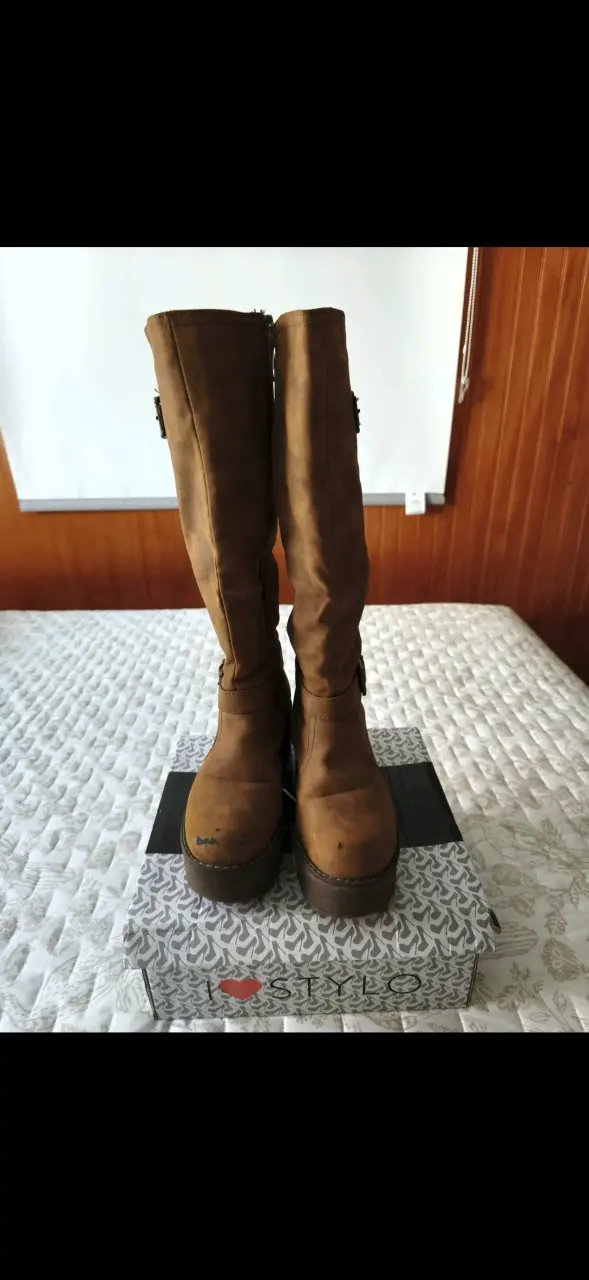 Botas de cuero marrón con plataforma I Love Stylo - 2