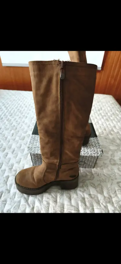 Botas de cuero marrón con plataforma I Love Stylo - miniatura 4