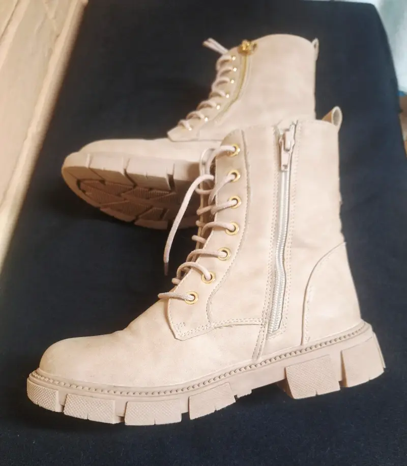 Botas beige Bubble Gummers con cierre lateral, 35. - 2