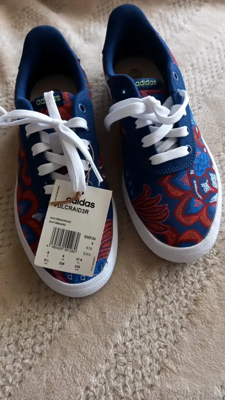 Zapatillas Adidas Vulcraid3r Skateboarding Azul Floral - 1