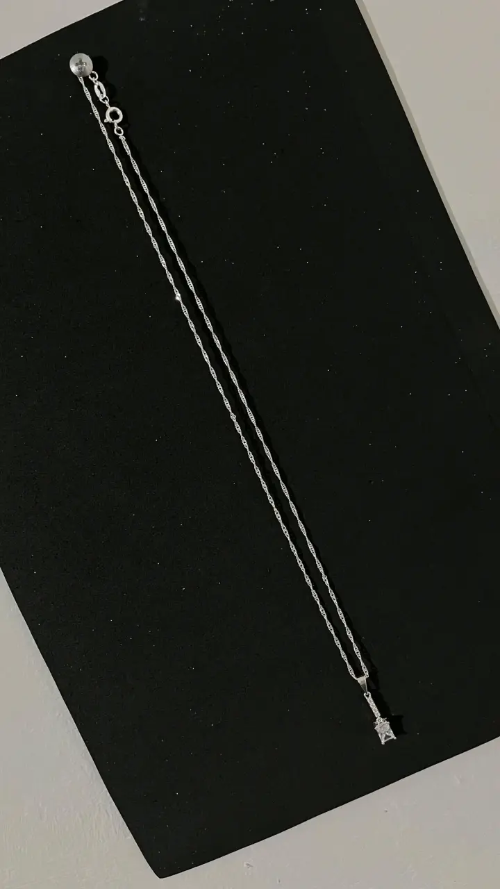 Collar de plata con colgante de crista rectangular - 2