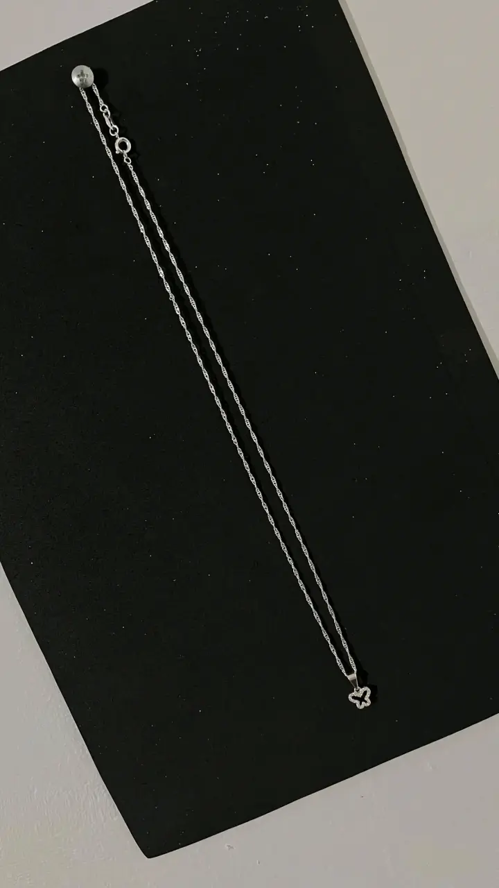 Collar de plata con dije de mariposa - 2