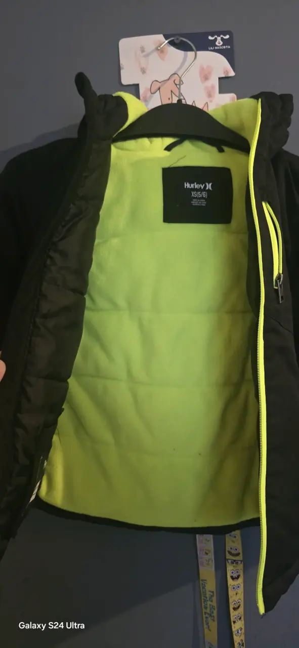 Chaqueta negra Hurley para niños con forro verde - 2