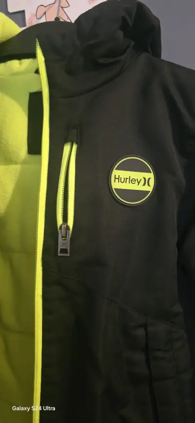 Chaqueta negra Hurley para niños con forro verde - miniatura 3