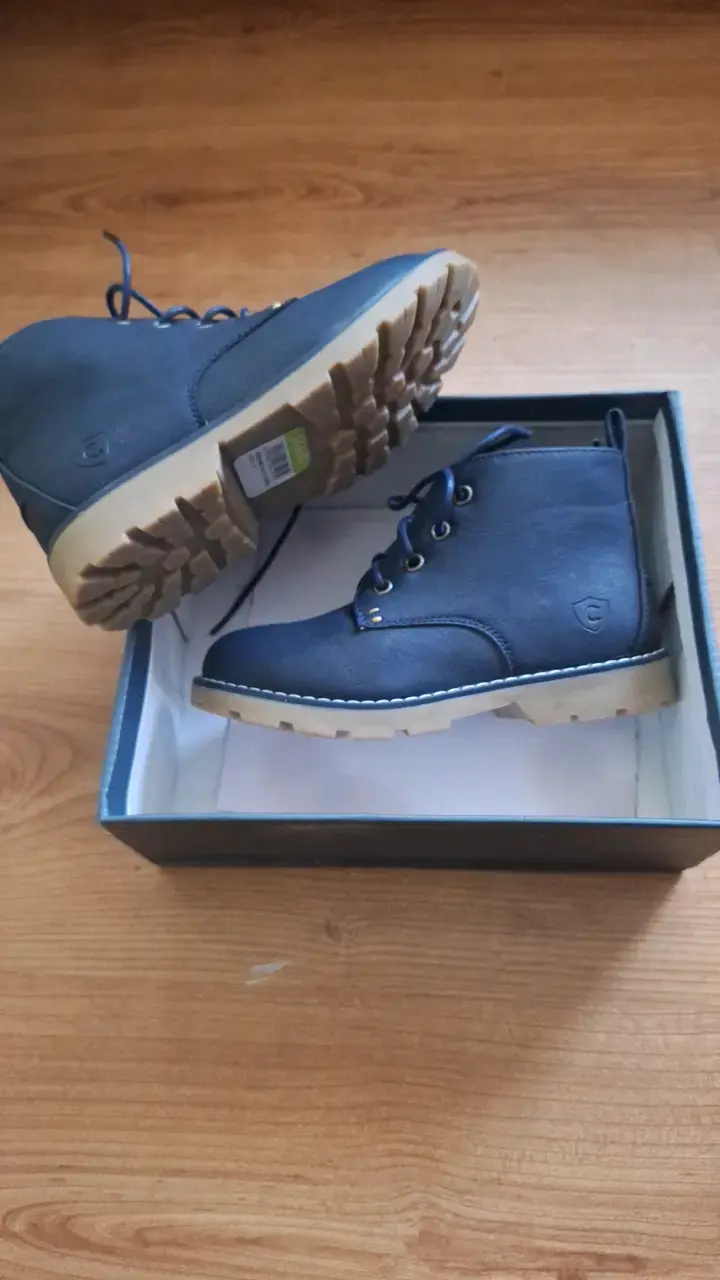 Botines de cuero azul para hombre con suela antide - 1
