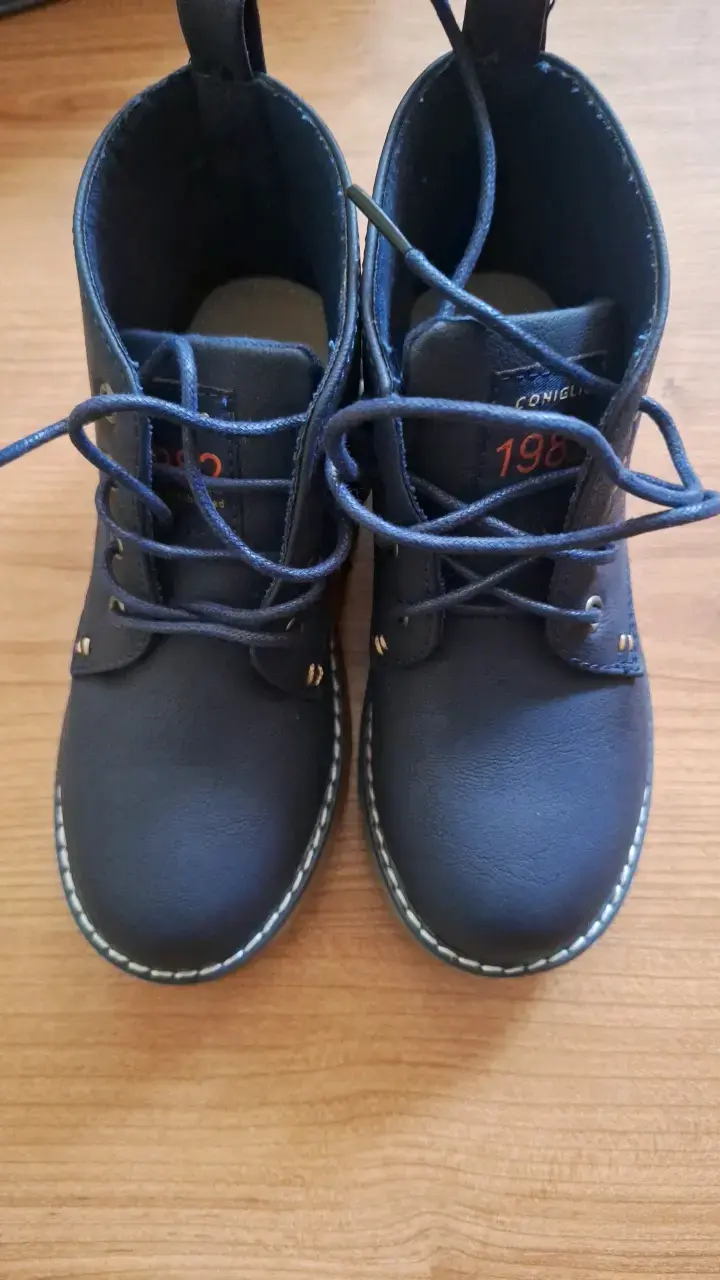 Botines de cuero azul para hombre con suela antide - 2