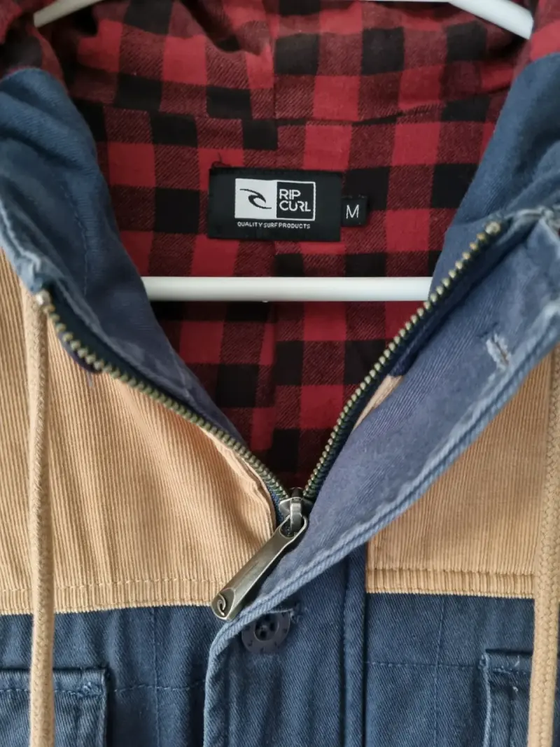 Chaqueta con capucha azul y beige para hombre - 2