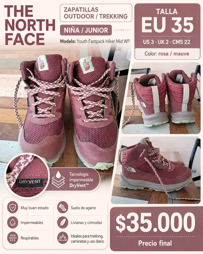 Zapatillas Trekking Niña The North Face Rosa - 1