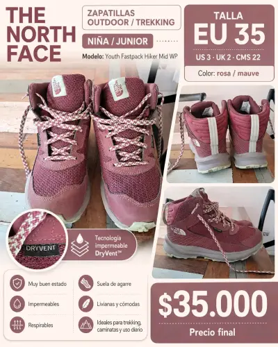 Zapatillas Trekking Niña The North Face Rosa - miniatura 1